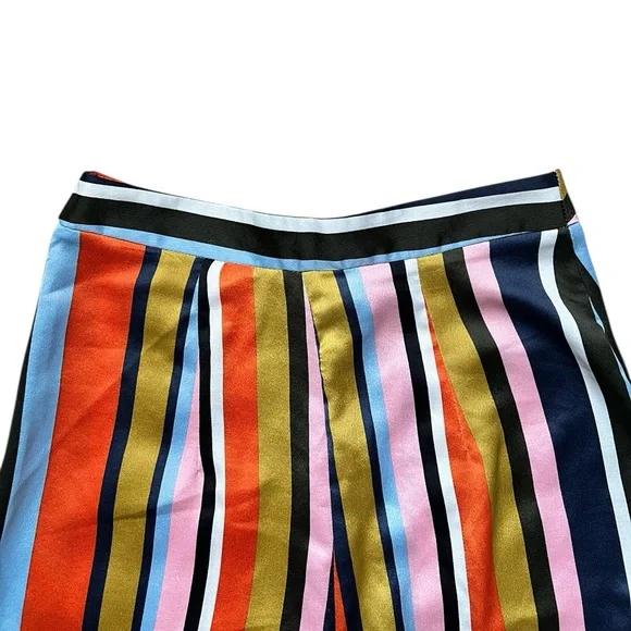 ASOS Multicolor Striped Satin Tie Top Pant Set Size 2 - Picture 6 of 9